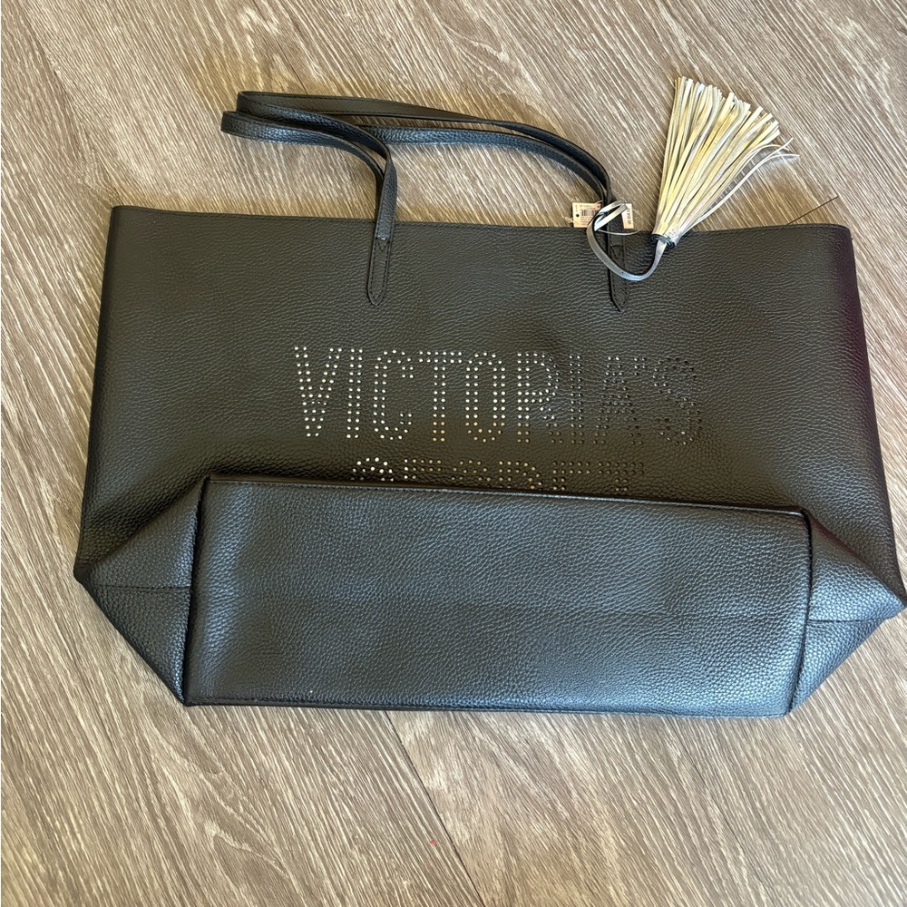 Victoria's Secret Black Tote with Cream Tassel